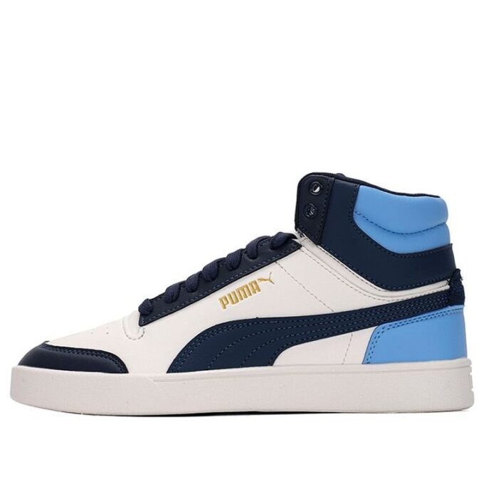 Chaussures de skate Shuffle Mid montantes unisexes bleues et blanches
