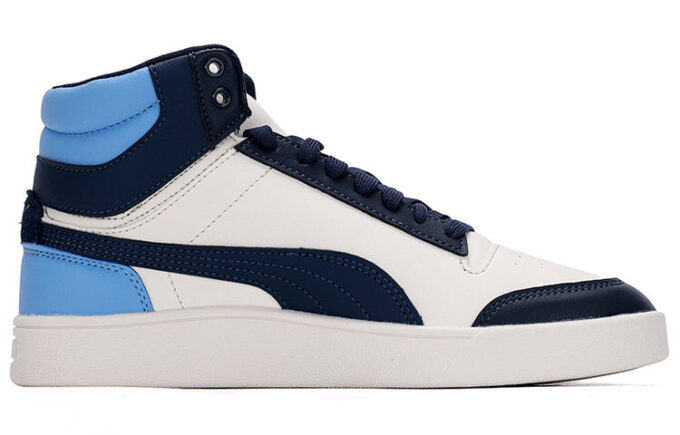 Chaussures de skate Shuffle Mid montantes unisexes bleues et blanches