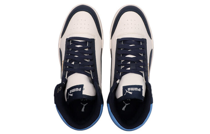 Chaussures de skate Shuffle Mid montantes unisexes bleues et blanches