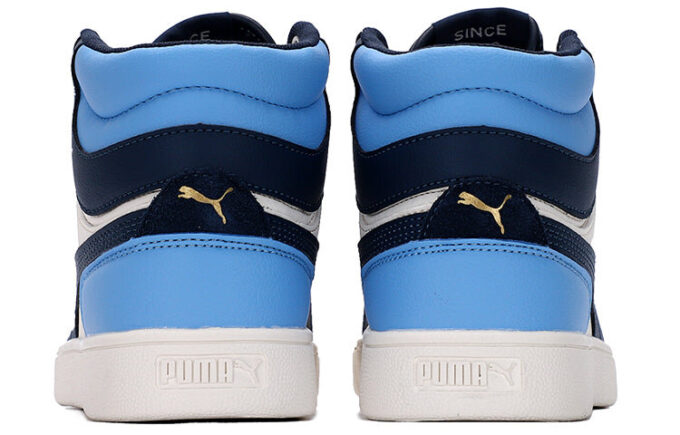Chaussures de skate Shuffle Mid montantes unisexes bleues et blanches